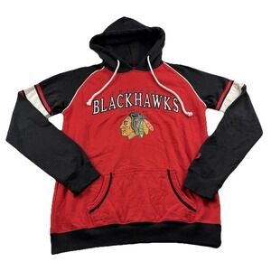 Chicago Blackhawks Hoodie Womens Large Red Black Old Time Hockey Sweatshirt